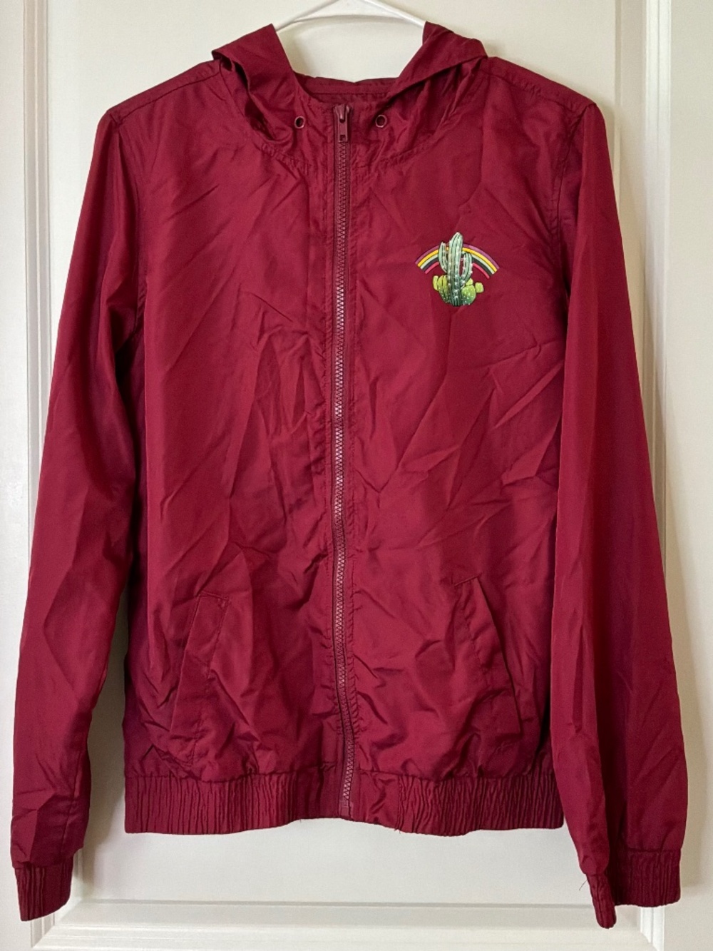 Empire burgundy hooded windbreaker jacket
